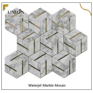 Samistone Marble Mixed Stainless Steel Hexagon Mosaic Tiles